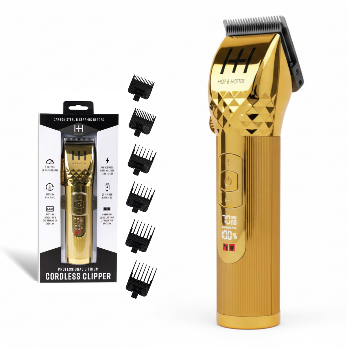 Hot & Hotter Professional Lithium Cordless Clipper – Gold